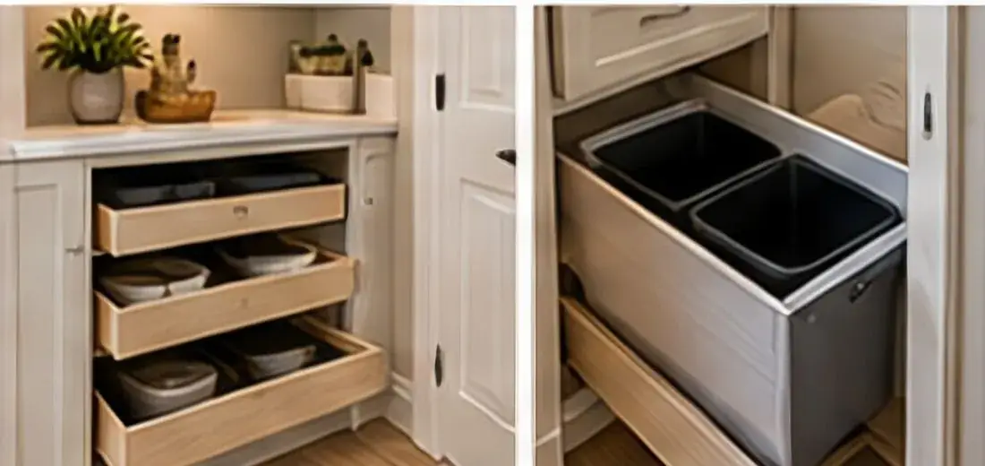 Soft-close drawers and a trash pull-out